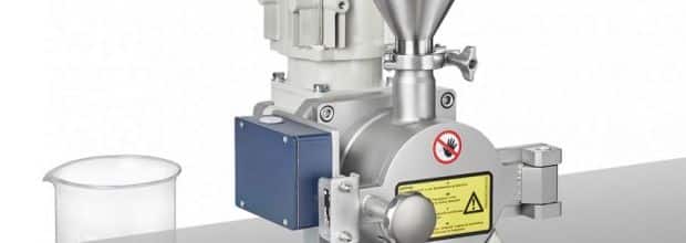 Ausschnitt eines Lödige Labormischers mit Trichteraufsatz