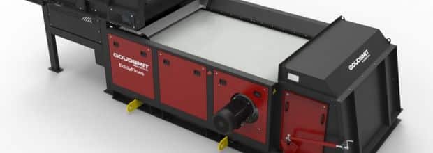 Wirbelstromabscheider, rechteckiger Kasten mit einer Antriebswelle im vorderen unteren drittel