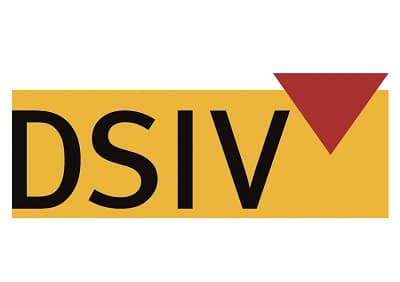Logo des Deutschen Schüttgut Industrie Verbands in gelb, rot, schwarz