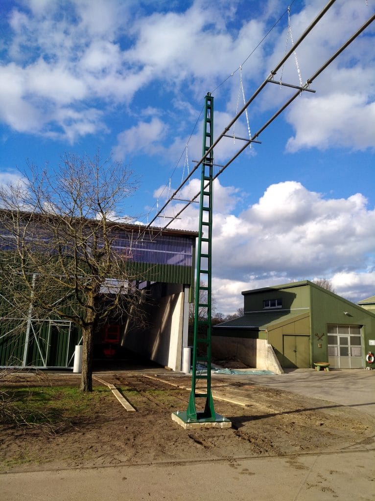Förderleitungsverlauf von Lagerhalle zu Trockungsanlage in Soltau