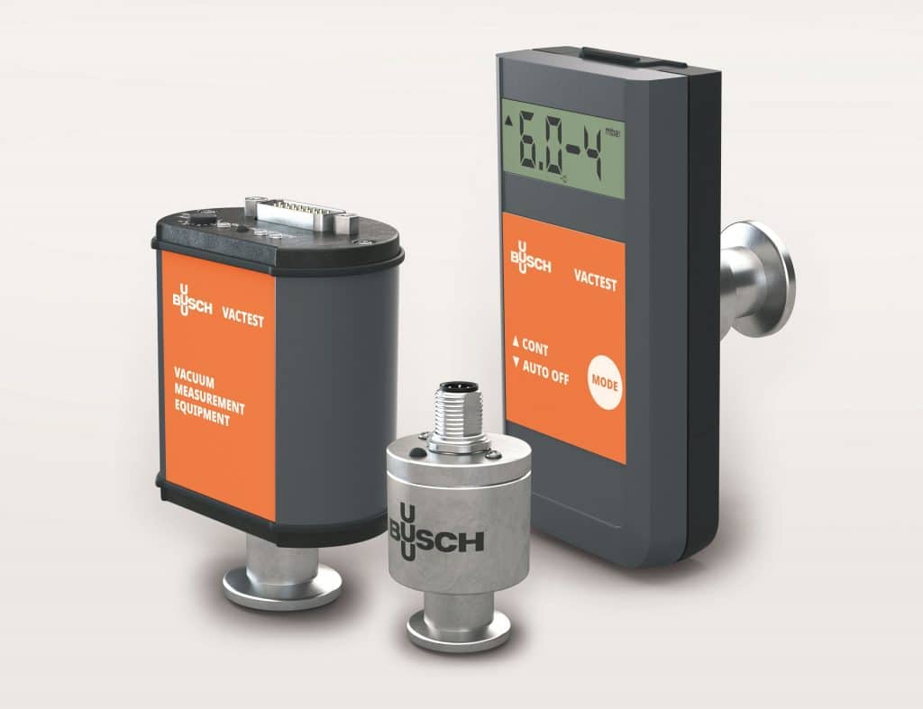 Von links nach rechts VACTEST Digitaltransmitter, VACTEST Analogtransmitter, VACTEST Mobile Messgeräte von Busch Vacuum Solutionsauf schuettgutmagazin.de