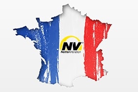 Flagge Frankreichs, in Form des Landes mit dem Logo der Nettervibration darauf