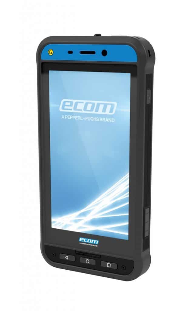 ECOM Mobile Worker mit Smart-Ex® 02 Mobiltelefon mit spezieller Explosionsschutz Schutzhülle, auf schuettgutmagazin.de