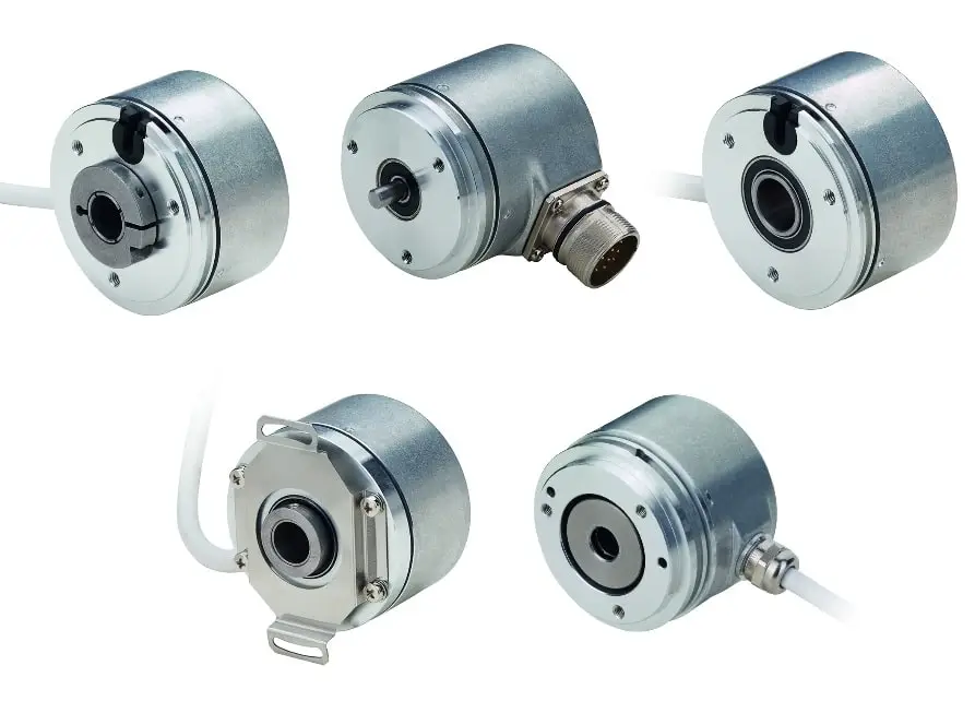 Produktbilder der ICURO R158 Imkrementalgeber von Hengstler. Drehgeber mit unterschiedlichen Ein- und Ausgängen