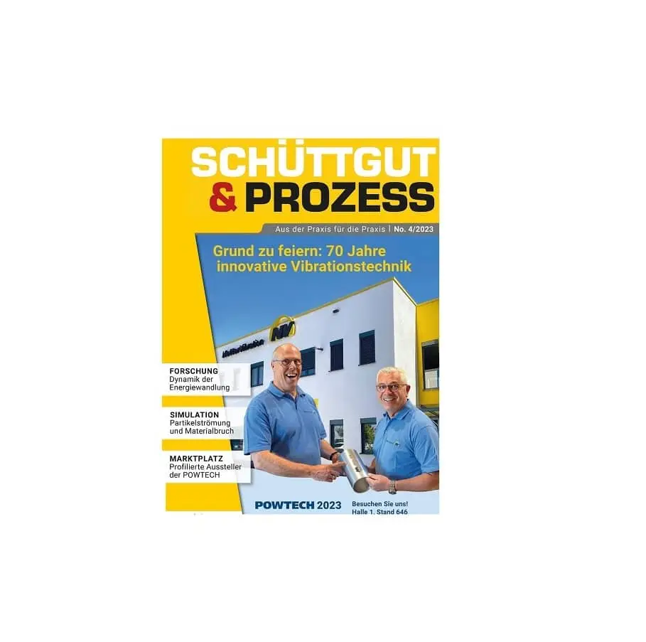 Titelbild der Schüttgut & Prozess 4/2023 mit den Geschäftsführern der Netter Vibration
