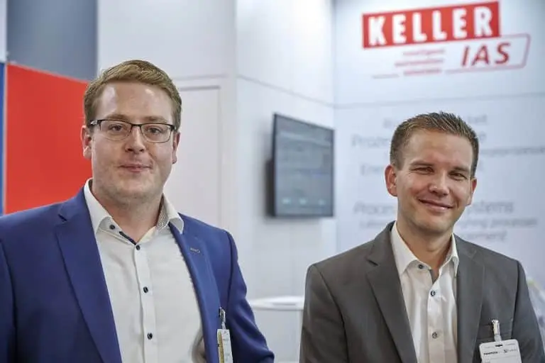 Christian Gohman und Andrej Tscheprassow auf dem Keller IAS Messestand der Powtech 2023