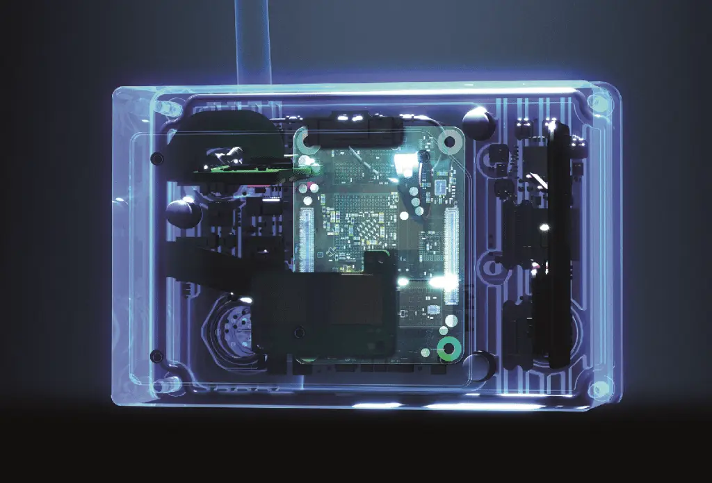 Visualisierung des Smart LiDARs Qb2 mit der Recheneinheit, auf der die 3D-Daten analysiert werden