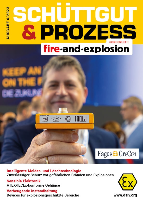 Cover des Magazins Schüttgut & Prozess Sonderheft fire and explosion 6/2023