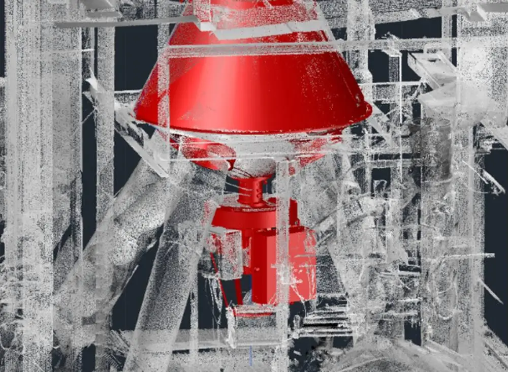 Bild aus einer Animation eines Rohr Austragssystems unter einem Silo.