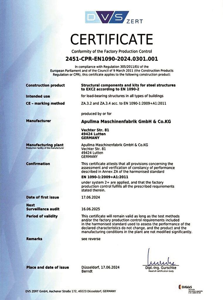 Englisches DVS Zertifikat