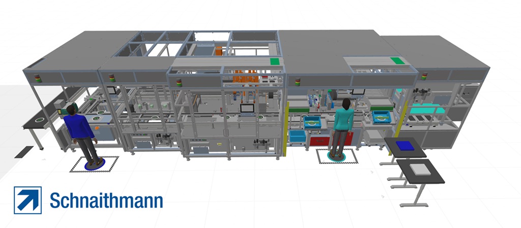 Planung einer Industrieanlage mit 2 Arbeitsplätzen durch eine visuelle Flächen-Planungs-Software