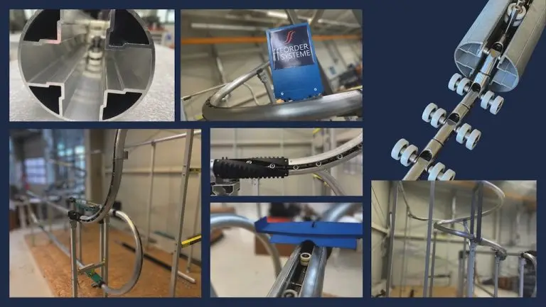 Collage mit verschiedenen Fotos verschiedener Fördersysteme