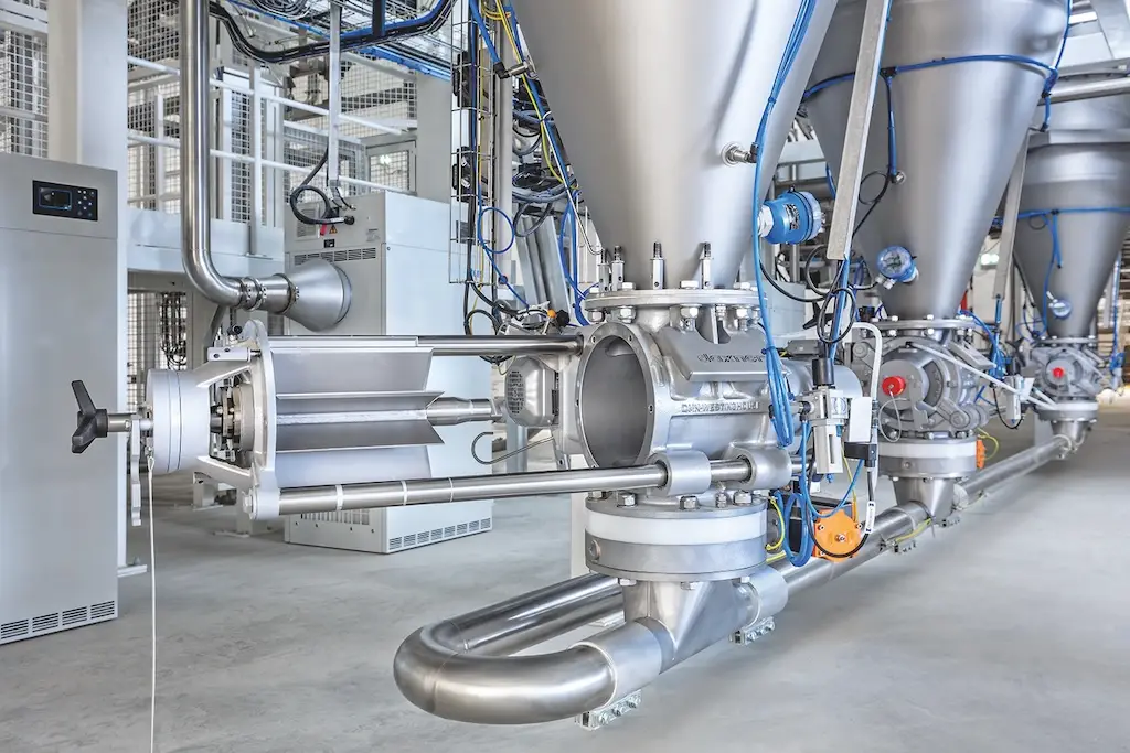 Zellradschleuse in einer Prozesskette