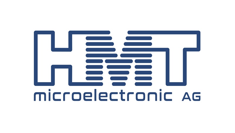 Logo der HMT microelectronic AG. Blau auf weißem Hintergrund