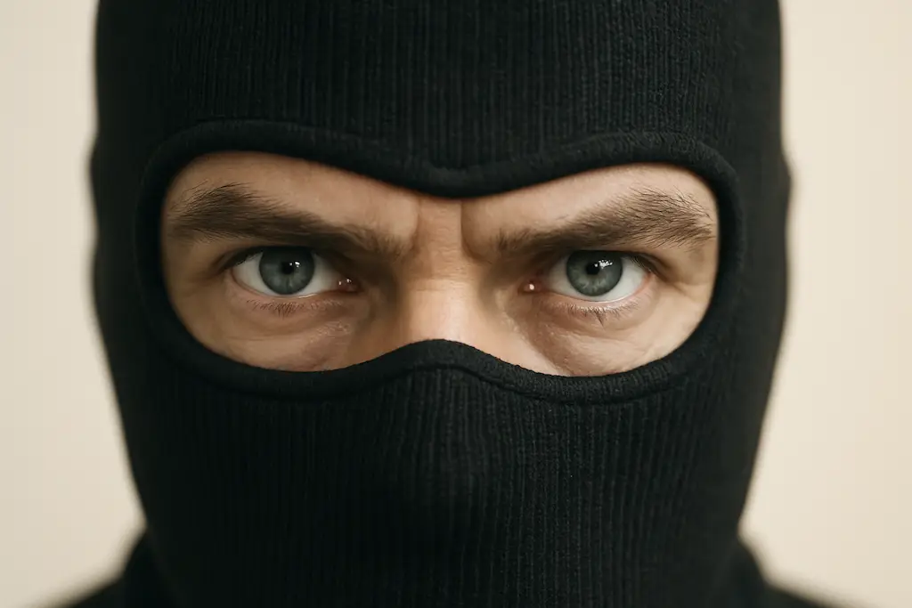 Mann mit Strumpfmaske