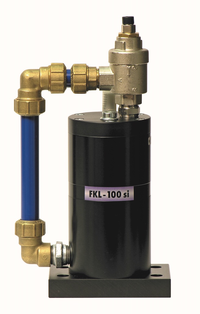 Ein schwarzer zylinder mit einem kleinen rohr welches von unten nach oben geht