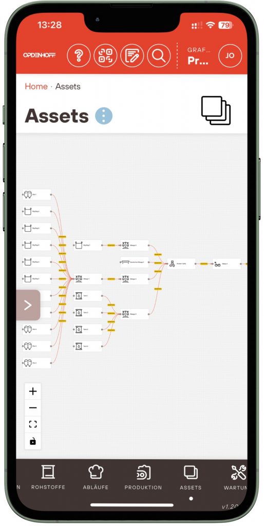 Mobiltelefon zweigt eine ein Asset zur Überprüfung von Messtechnologie.