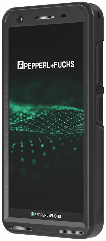 Smartphone mit Pepperl + Fuchs Logo