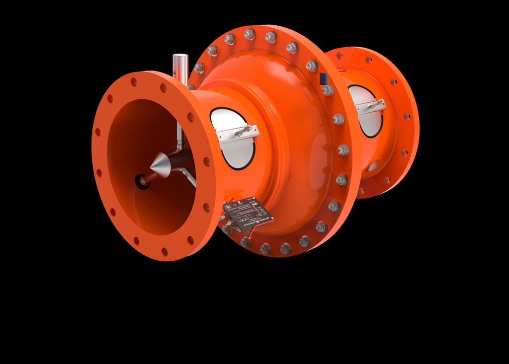 Explosionsschutzventil in Orange als Produktbild.