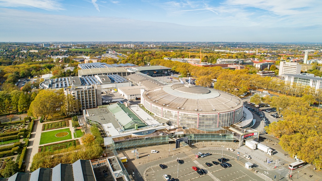 Drohnenaufnahme der Westfalenhalle