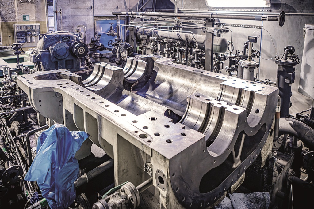 Das Innere eines Verdichters, das in gutem Zustand ist