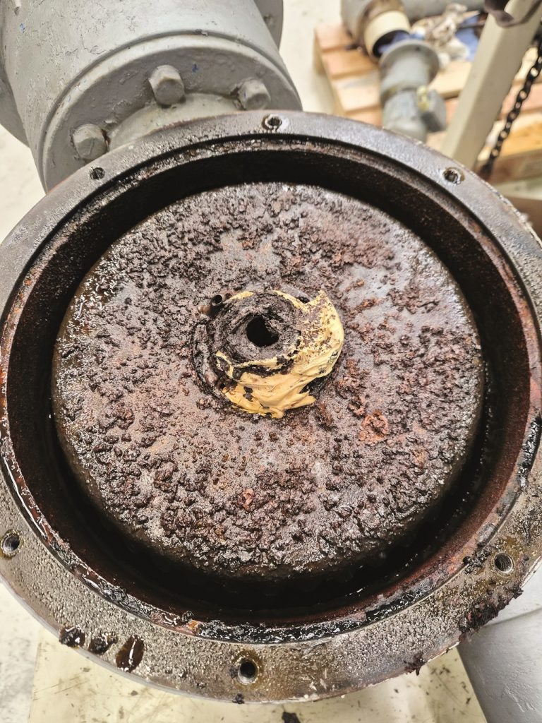 Geöffnetes Getriebe eines Konusmischers