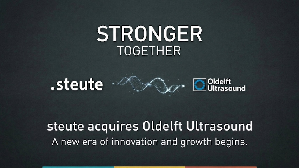 Poster mit der Aufschrift " Together“ und dem Logo von steute und odelift ultrasound