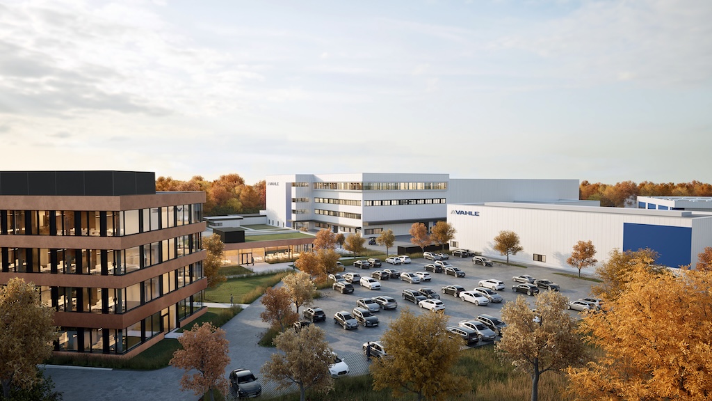 Moderne Gebäude um einen parkplatz