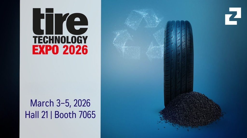Banner . Links das Togo der tire technology exxpo 2026 und darunter das datuimn, rechts ein reifen