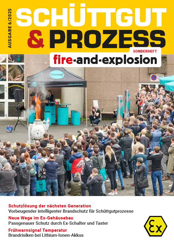 Titelbild der fire-and-explosion Sonderheft der Schüttgut & Prozess