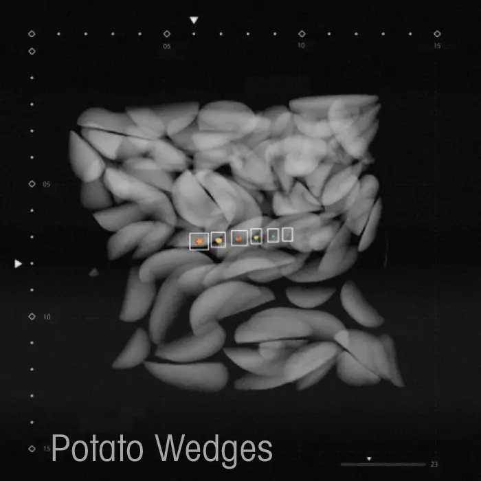 Industrie-Röntgenbild von Kartoffel-Wedges