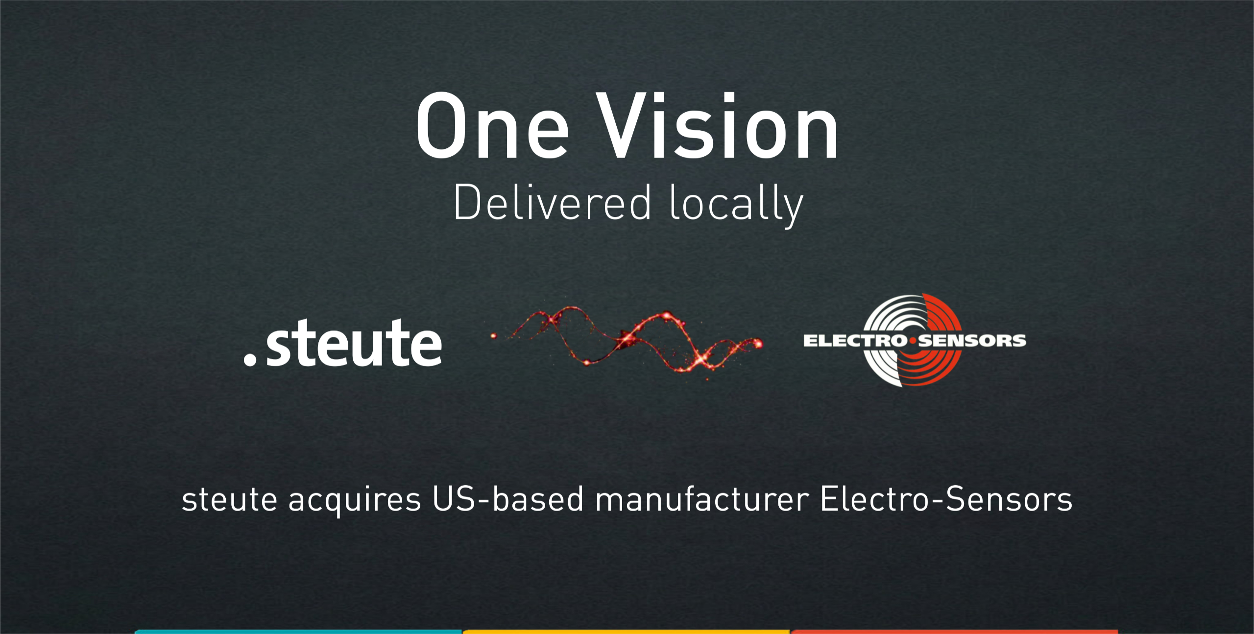 Grafik mit den Logos von steute und Electro-Sensors sowie dem Hinweis auf die Übernahme des US-Herstellers durch steute