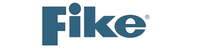 Schriftlogo mit blauer Schrift FIKE und Markenzeichen